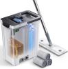 Mop and Bucket Set | Auto-Spray Cleaning | Dirty Water Separation Keep Water Fresh | Flat Mop & Bucket with Scraper | 3X Washable Pads | Mops for Floo