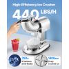 Ice Crusher Machine, 440lbs Per Hour Electric 4 Blades Snow Cone Maker, All Stainless Steel Shaved Ice Machine with Bowl and Cover