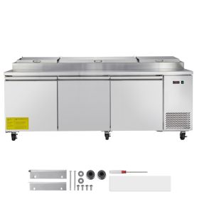 93"W Commercial Refrigerator, Pizza Prep Refrigerated Table, 20" Wide Countertop Food Prep Worktable, 30.8 Cu.Ft Single Door Salad Prep Fridge