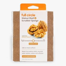 Full Circle Walnut and Cellulose Scrubber Sponges – Pack of 6 – Powerful, Non-Scratch Kitchen Sponges Made with Plant-Based Sustainable Materials