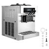 Commercial Ice Cream Machine, 20-28L/H Yield, 2200W 3-Flavor Countertop Soft Serve Ice Cream Maker with 2 x 6L Hoppers & Built-In Puffing Pump