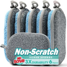 Sponges Kitchen Dish Sponge for Washing Dishes Cleaning Kitchen, All-Purpose, 6 Pack, Non Scratch, Rough Scrubbers Side for Non-Stick Cookware