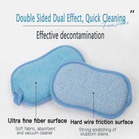 Dish Sponge Kitchen Sponges,Scrub Sponges,Double Sided Cleaning,Non Scratch,Ultra fine Fiber Wiping+Stainless Steel Wire to Remove Stubborn Stains