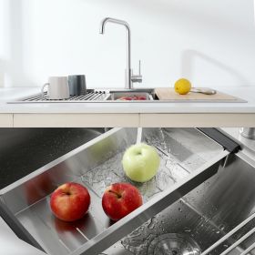 Kitchen Sink 33" x 22" Multifunctional Undermount Workstation Kitchen Sink S304 Stainless Steel Handmade Modern Single Bowl Kitchen Sink with Accessor
