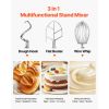 Commercial Food Mixer 10Qt 450W 3 Speeds Adjustable 110/178/390 RPM Heavy Duty 110V with Stainless Steel Bowl Dough Hooks Whisk Beater Premium for Sch