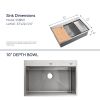 Kitchen Sink 33" x 22" Multifunctional Undermount Workstation Kitchen Sink S304 Stainless Steel Handmade Modern Single Bowl Kitchen Sink with Accessor