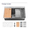 Kitchen Sink 33" x 22" Multifunctional Undermount Workstation Kitchen Sink S304 Stainless Steel Handmade Modern Single Bowl Kitchen Sink with Accessor