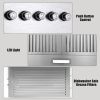 Range Hood 36 Inch;  Wall Mount Vent Hood in Stainless Steel with Ducted/Ductless Convertible Duct;  3 Speed Exhaust Fan;  Energy Saving LED Light;  P