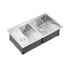 33 inch Kitchen Sink Workstation, 304 Stainless Steel Undermount Sink, Drop-In Double Bowl Farmhouse Basin with Ledge & Multiple Accessories