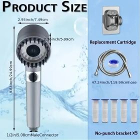 High Pressure Rain Shower Head With 5 Filters - Wall-mounted, Luxury Bathroom Painted Finish (Option: 9packagingsetincluding5filter)