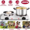 2000W Electric Infrared Dual Burner Portable Heating Hot Plate Stove Countertop RV Hotplate with 7.5' & 6.3' Glass Cooktop Stepless Temperature Adjust