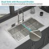 Topmount Drop-in Kitchen Double Sink (50/50) - 16 Gauge with Two 10" Deep Basins, Brushed Nickel